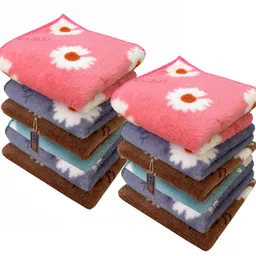 CLUZE Microfiber Face Towel/Handkerchief for Kids/Women/Girls - Baby Shower Gift - Super Soft, Absorbent Hanky (Floral Print) (Set of 12pc) image 1