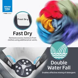 voltas beko Voltas Beko, A Tata Product 14 Kg 5 Star Semi-Automatic Top Load Washing Machine (WTT140UPA/GR5KPTD, Grey, Special pulsator and Double waterfall Technology) image 3