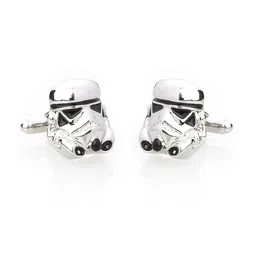 shining jewel - by shivansh Shining Jewel Elegant Fancy and Designer Silver Plated Cufflinks for Men - Star Wars Stormtrooper Design (SJ_7112) image 2