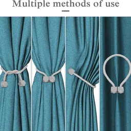 INOVERA (LABEL) 2 Pieces Magnetic Windows Curtain Tiebacks - Decorative Curtains Holders Rope Holdbacks -Drapery Binding Tie Backs for Home, Office (Grey) image 5