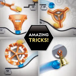 blue marble NATIONAL GEOGRAPHIC Magnetic Marble Run - 50-Piece STEM Building Set for Kids & Adults with Magnetic Track & Trick Pieces, & Marbles for Building A Marble Maze Anywhere Magnets Stick image 4