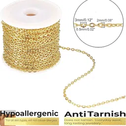 Kwizy Jewellery Making Chain for Jewellery Craft and DIY Making Purpose Golden (10 Meter),Metal image 3