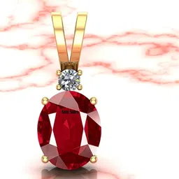 anuj sales Certified 6.00 Carat A+ Quality Natural Ruby Manik Ashtadhatu Gold Plated Pendant/Locket Gemstone by Lab Certified(Top A+) Quality image 2