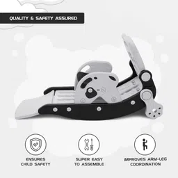 Amazon Brand - Jam & Honey 3-in-1 Rocking Panda Slide with Baby Rocker & Chair | for Kids 2-5 Years Old | Non-Toxic PE | Durable & Safe | BIS Approved | Black & Grey image 5
