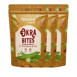 Fabeato Chettinad Okra Chips| No Palm Oil|Vacuum Fried|Gluten Free | Vegan Friendly Snack | Trans free|No Artificial Flavour | Vegetable Chips – (Pack of 3 X 30g) image 1