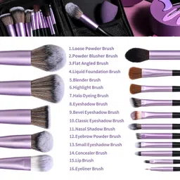 BS-MALL Makeup Brushes 16 pcs Makeup Tools Kit Premium Synthetic Powder Foundation Blush Contour Concealers Lip Brushes with Makeup Sponge & Eyeshadow Applicator Kit image 3