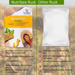 Nutribee 100% Multigrain Millet Rusk - Moringa Leaf | Refined Sugar-Free | Healthy Diet Toast | Immunity Boosting | No Maida and Sugar | No Preservatives | 400g image 4