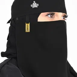 crench creation Women's Fidoush Fabric fashion Nosepiece One Layer Saudi Niqab for Muslim WomenGirl (C-F-105056_Black) image 4