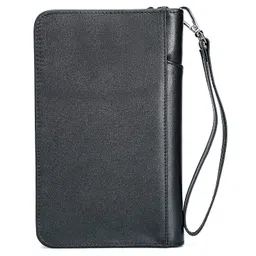 polare original Polare Full Grain Leather Passport Holder Cover Case for Men and Women RFID Blocking Family Travel Wallet Holds 6 Passports, Black, Large, Retro image 3