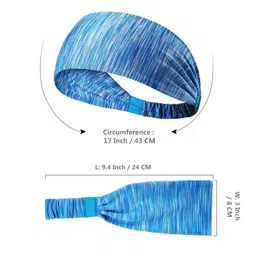 YOUBAMI Men & Women Sport Athletic Elastic Headband (Pack of 2), Stripe Grey & Blue image 2
