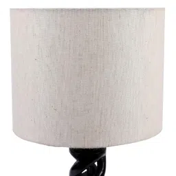 tu casa Off White Cotton Flex Shade with Brown Mango Wood Base Table Lamp | Elegant Bedside & Desk Lamp for Bedroom, Living Room, Office, Home Décor & Gifting (Height : 21 Inch/No Blub Included) image 4