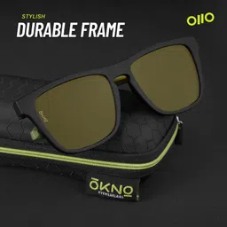 okno Eyewearlabs Sunglasses For Men & Women | Polarized Night Driving Yellow Full Rim Square Branded Stylish Spectacles | 100% UV Protection Shades | Cricket Sports Cycling Driving | Medium | Swick image 5