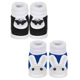 neska moda 12 To 18 Months Baby Boys & Girls Pack of 2 Pair Cotton Butterfly & Rabbit Face Booties-BT1149andBT1175 image 4