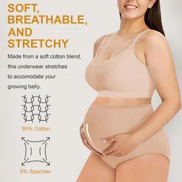 mothernity Women's Soft Cotton Over The Belly Maternity Underwear Pregnancy Brief C-Section Recovery After Delivery Panties Postpartum Hygiene Innerwear Combo Pack image 5
