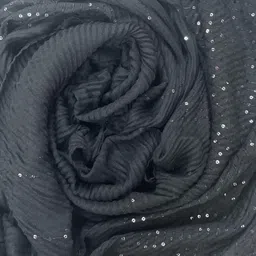 fahabo Scarf Woman Pleated Cotton with Sequence Work and Border | Hijab Scarf | Headscarf | Neck Scarf | Stoles | Wraps image 2