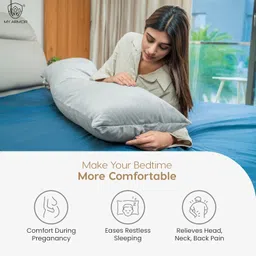 MY ARMOR Microfibre Body Side Pillow for Sleeping for Pregnancy, 53"x16" Inches, Long Cuddle Pillow for Hugging, Relaxing, Washable, Premium Velvet Outer Cover, (Grey) image 3