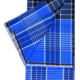 tuni mani Checkered Multi-colored Stitched Cotton Lungi / 2.1m (Pack of 3) image 2