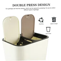 Amosfun Garbage Can Rubbish Bucket Small Retro Toilet Kitchen Waste Container Garbage Bucket Bathroom Recycling Bin Decorative Garbage Bin with Lid Mini White Pp Big Wastebasket Office image 3