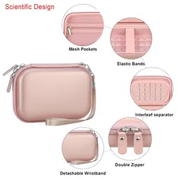 Elonbo Carrying Case for Liene 2x3” Photo Printer, Portable Instant Printer Travel Holder, Mini Picture Printer Bag. Mesh Pocket Fits Photo Paper, Cable. Pink+Inside Pink image 4