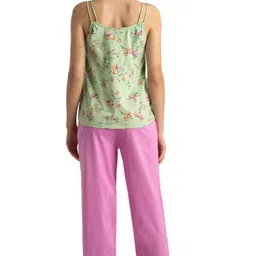 van heusen Women Lounge Round Neck Lounge Cami Top and Pants Set - 100% Cotton - Shoulder Straps, Elasticized Waistband image 3