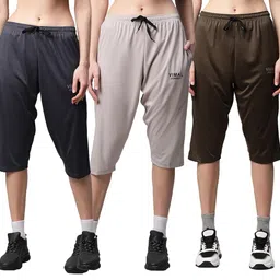 mack jonney Dryfit Lycra Solid Black Capri for Women (Pack of 3)-Dryfit_D13_Gry_L.Gry_OLV_003-L image 1