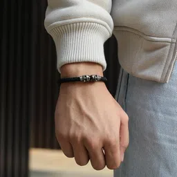 extreme Skull Crusher Bracelet | Aerograde Stainless Steel | Handwoven Cotton Rope | Bracelet for Men image 2