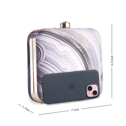 artklim Black Marble Printed Art Clutch Bag For Women With Detachable Chain Strap image 4