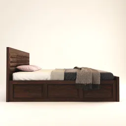 SONA ART & CRAFTS Solid Sheesham Wood King Size Bed with Storage + 2 Bedside | Wooden King Size Cot Bed | Double Bed with Box Storage Furniture for Bedroom -Diamond, Walnut Finish (Assembly Included) image 4