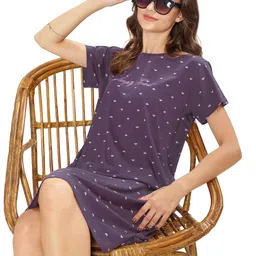 weet Women's Cotton Heart Print Knee Length Short Nighty image 5