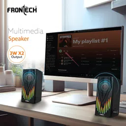 FRONTECH 2.0 USB Powered Multimedia Speakers with RGB Lights | 2 x 3W Drivers (5.2 cm) | AUX Connectivity | for Laptop, PC, Mobile | 1 Year Warranty (SPK-0006, Black) image 2