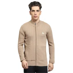 monte carlo Mens Solid Camel Mock Neck Full Sleeve Pullover_1240568FZ-6 image 1