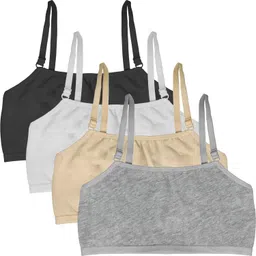 Dressably Pack of 4 Solid Beginner Bras for Girls/Kids: Half Slips & Camisoles image 2
