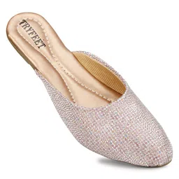 try feet Women's Traditional Flats Ethnic Slip On Mules image 4