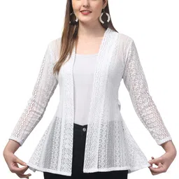 pdkfashions Women's Lace Shrug - Long Sleeve Open Front Cardigan, Sheer Mesh Cover-Up for Casual & Summer Shrug image 1