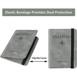 yancorp Passport Holder Cover Travel Wallet Organizer, Passport Case with PU Leather Travel Document Holder for Men & Women Travel Accessories (Grey) image 2