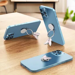 Omorro Ring Holder Finger Kickstand - Bling Metal Cute Butterfly Cell Phone Stand Grip With 360° Rotation - Adjustable Sparkle Grip Compatible With iPhone, Samsung, All Smartphones image 2
