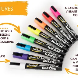 bandle b. Liquid Chalk Marker Set - 8 Vibrant colors, erasable, non-toxic, water-based, reversible tips, bright colors for kids & adults to create board art for businesses, restaurants, or any occasion image 3