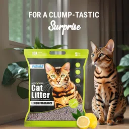 PETOSKA Activated Cat Litter- 10Kg | Lemon Fragrance | Scoopable Bentonite Clay Cat Litter | Advanced Clumping Scented Litter Sand | 99.9% Dust Free | Natural | Odour Control Pack of 2 image 4