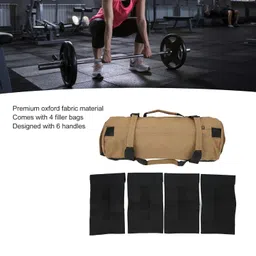 Fitness Sandbag, Training Sandbag Portable Adjustable for Indoor (Khaki) image 4
