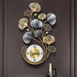rizik store Metal Wall Hanging Floral Handmade Wall Clock Multicolor Ticking Sound for Bedroom/Drawing Room/Hall/Dining Room (19”x35”) (Design 8) image 1