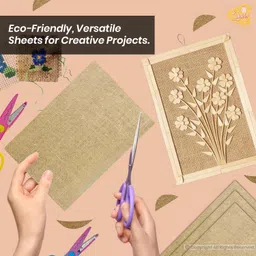 Lakeer A4 Laminated Jute Sheet Pack of 5 Pcs Burlap -No Fray Fray Natural for Craft, Artwork, DIY, Gift Wrapping, Wedding, Event & Home Decore image 3