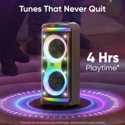 iGear X-Bass 160 Ultimate 160W Portable Bluetooth Party Speaker with Dual Bass Radiators, 2 Wireless Karaoke Mics, Mesmerizing RGB Lights, TWS Mode, USB, TF/SD Card & AUX Input, Remote Control - Black image 5