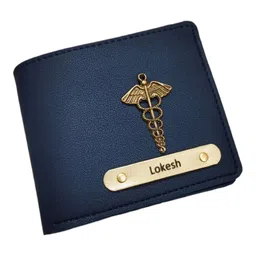 custom Imported Customised Wallet for Men | Customized Purse. Personalized Men's Wallet with Name and Charm (Blue) image 1