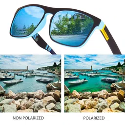 creek Premium Square Polarized Sunglasses | UV Protection Sunglasses | Light Weight, Durable, Matt Finished, Premium Looks | TR90 Sunglasses | Men & Women | Medium image 5