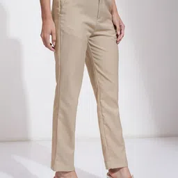 tokyo talkies Women's Straight Fit Regular Trousers | Stretchable Trousers| Mid-Rise image 4