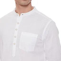 max Men's Long Sleeves Regular Fit Cotton Solid Shirt Kurta with Band Collar image 3
