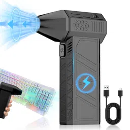YUMSONYO Electric Air Duster 130000 RPM Compressed Air Duster, 3 Adjustable Gears Speed, Wireless Jet Dry Mini Blower, Used for Cleaning Computer Keyboards and Yard Leaves, USB to C Charge(Black) image 1