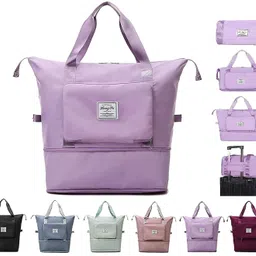 kiddie galaxia Womens Large Capacity Folding Travel Tote Bag, Oxford Fabric Waterproof Lightweight Foldable Travel Duffel Bag Portable Expandable Travel Bag, Colors As Per Stock?, Blue image 2