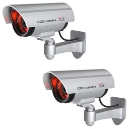 Vinsh Enterprise Dummy Security Camera with Flashing Red LED – Fake Bullet CCTV Camera Waterproof Outdoor Indoor Surveillance for Home, Office, Shops – Realistic Look with IR Light (2 Pcs) image 1
