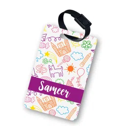 generic Luggage Tag | Bag Tag | School Bag Name Tag | Travel in Style- Personalize with Name, Picture, Theme - MDF Custom Single Side Print, Mom's Charm - Kids, Adults (Doodle Design) image 1